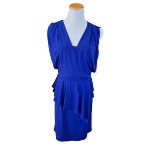Womens Laundry by Shelli Segal Royal Blue Cap Sleeve Peplum Dress - Sz 8